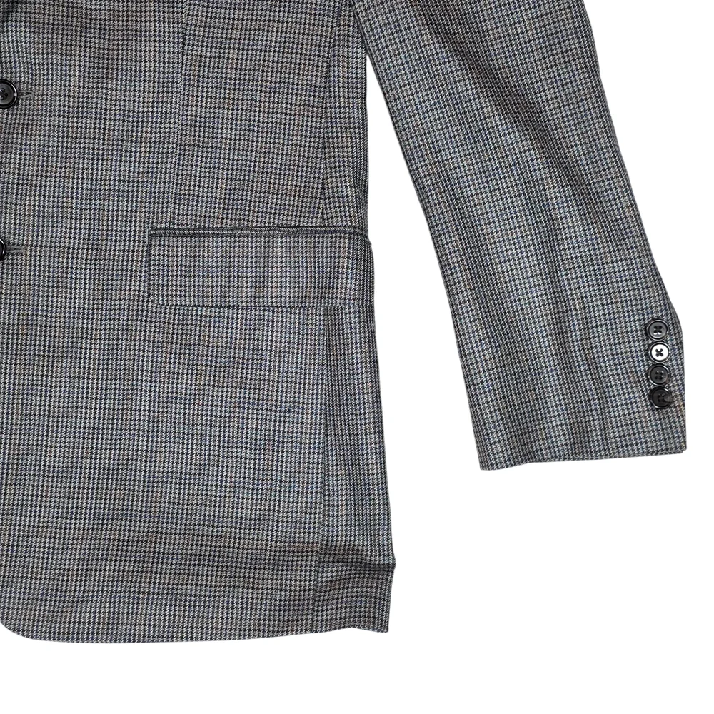 LAUREN RALPH LAUREN Houndstooth Blazer | 40R | Gray | Silk Wool Tailored Preppy